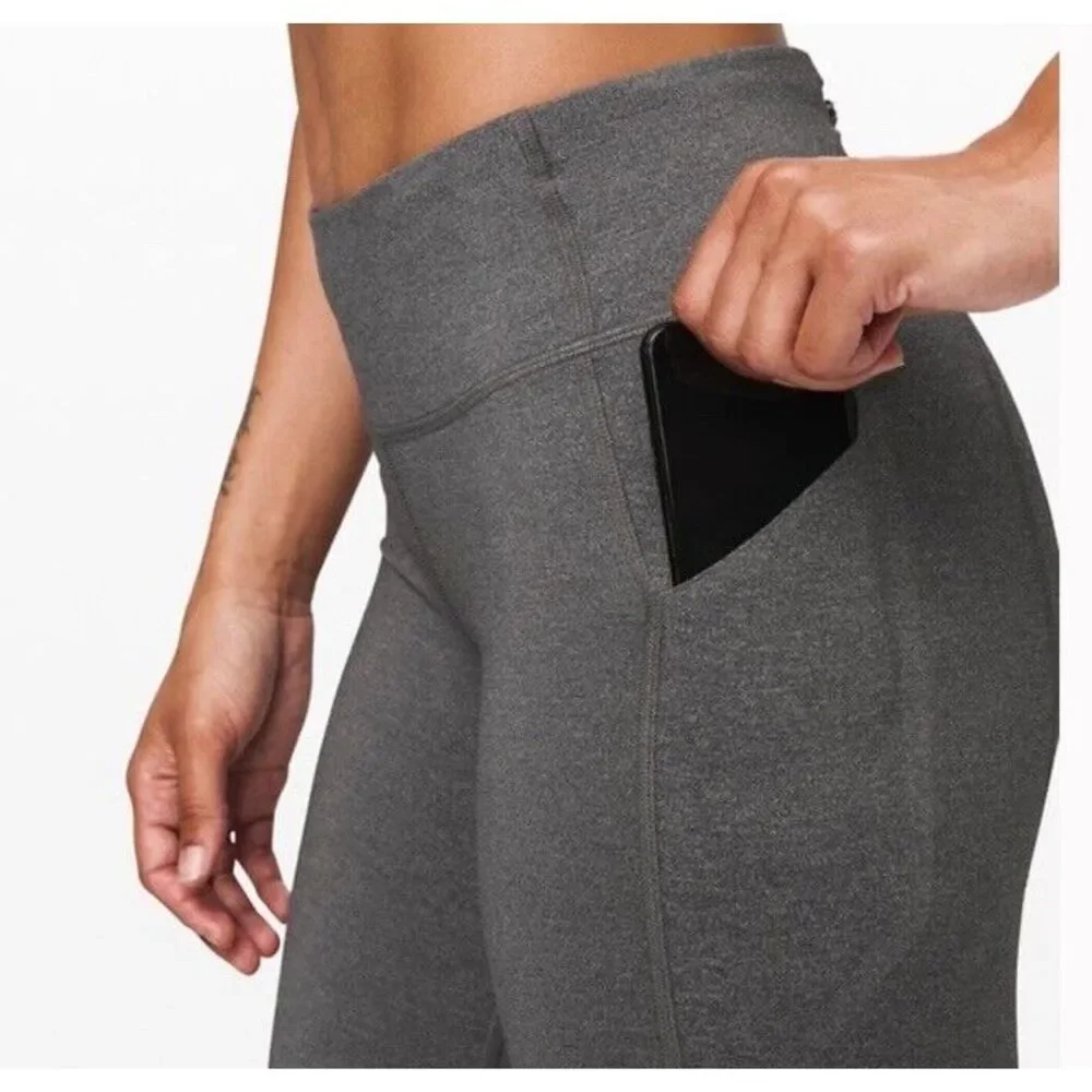 Lululemon Pace Revival Crop‎ Leggings Size 4 Gray & Black EUC